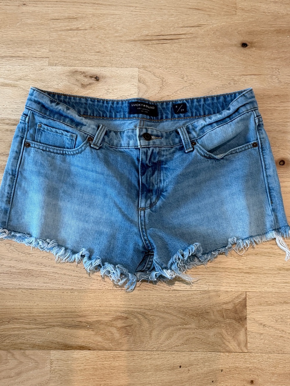 Lucky Brand “The Cut Off” Light Wash Denim Frayed Hem Shorts